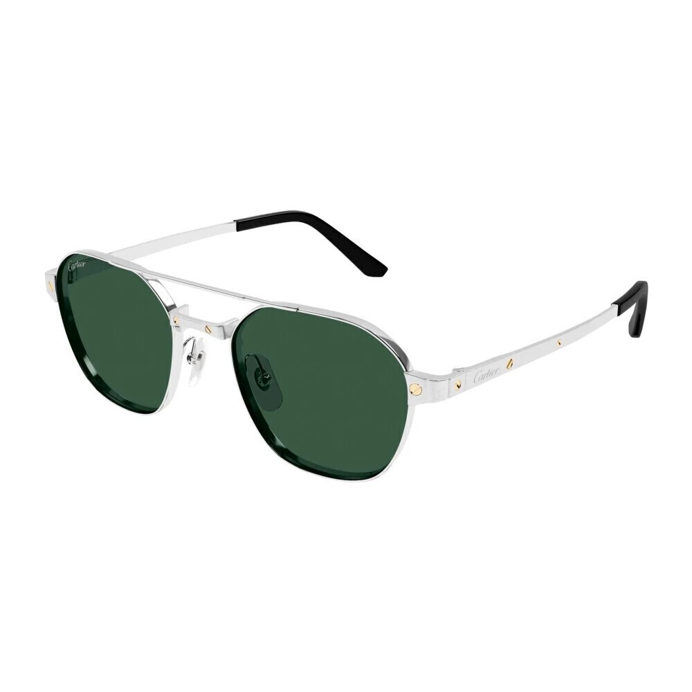 Cartier CT0571S-003 Sunglasses Silver Green Metal